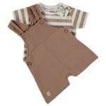 Conjunto Jardineira + T-shirt Riscas Bege - Imagem 3