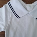 Body Manga Curta Gola Polo com Riscas Azul - Alecrim Jasmim