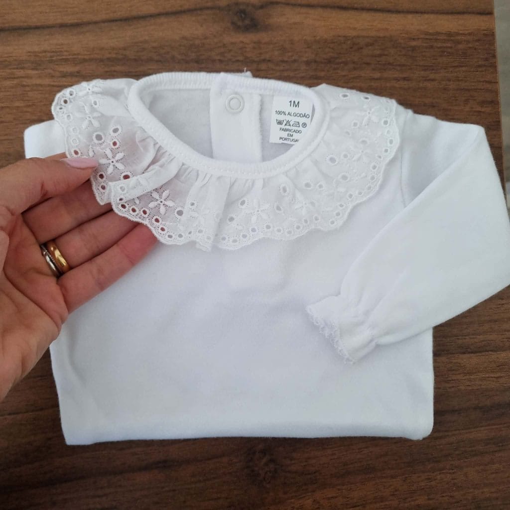 Body com gola em bordado Inglês manga comprida - AlecrimJasmim