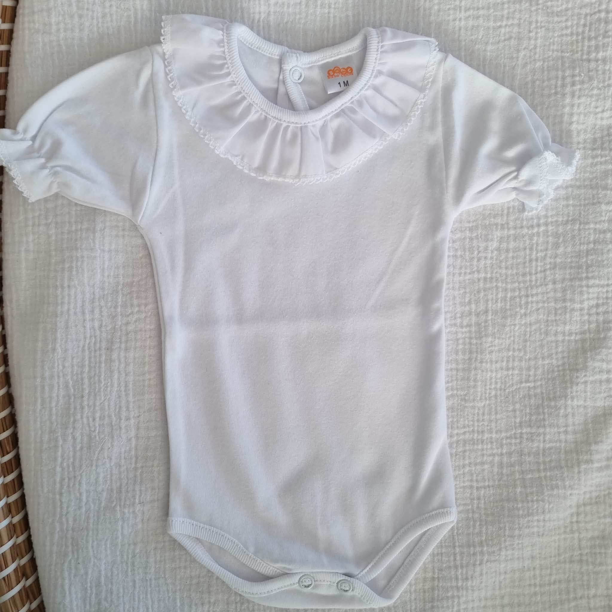 Body gola simples piquet branco 100% algodao