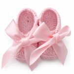 Sandálias de Croché com Laço - Rosa bebe