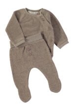 Camisola e calças pezinho Babybol tricot castanho