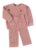 Camisola tricot floral Babybol com calças bolsos rosa