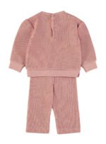 Costas do conjunto tricot floral Babybol rosa pálido