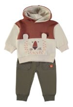 Conjunto Capuz Ursinho Babybol orelhinhas 3D calças verde-oliva