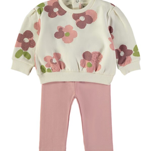 Conjunto Floral Rosa Babybol estampado grande para bebé menina