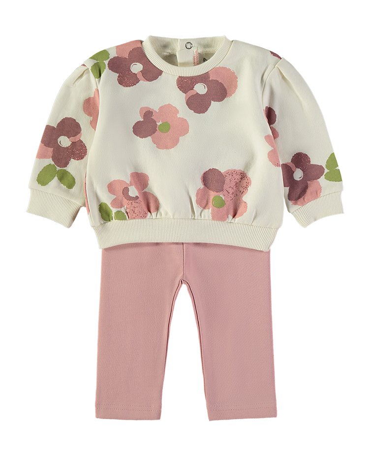 Conjunto Floral Rosa Babybol estampado grande para bebé menina