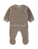 Conjunto Tricot Castanho Babybol malha texturizada recém-nascido