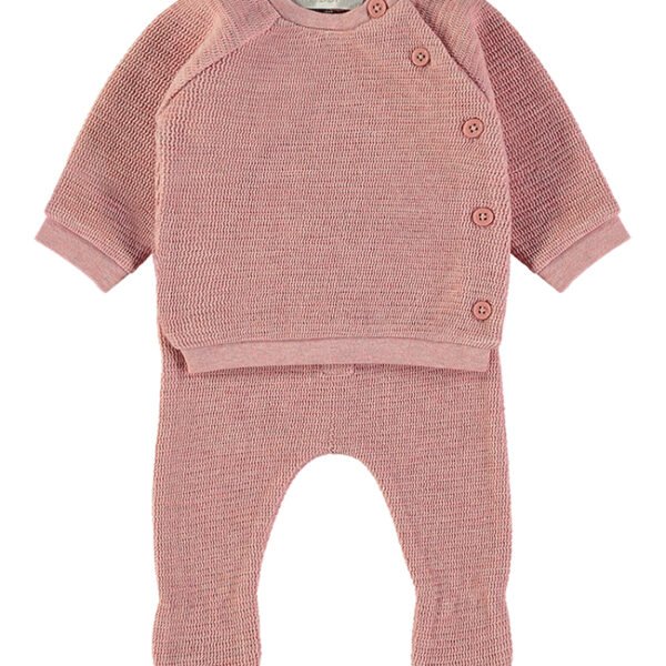 Conjunto Tricot Rosa Babybol malha texturizada recém-nascida