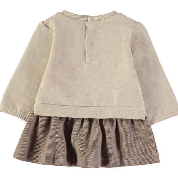 Costas do vestido Babybol bege com botões