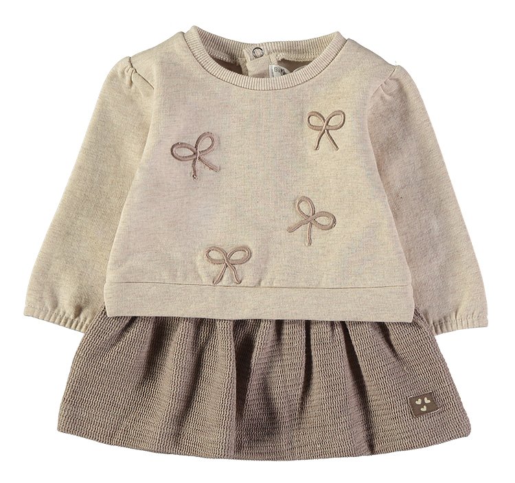 Vestido Laços Bege Babybol bordado camisola e saia