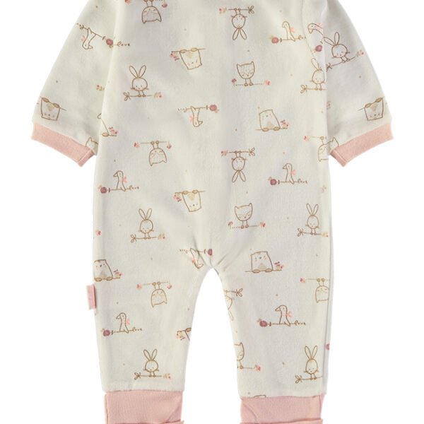 Costas do babygrow veludo Babybol animaizinhos rosa pálido