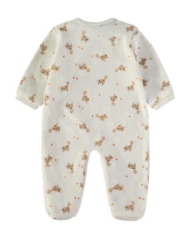 Costas do babygrow veludo Babybol vaquinha estampado cru