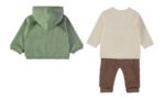 Costas do conjunto Babybol alce verde com casaco capuz