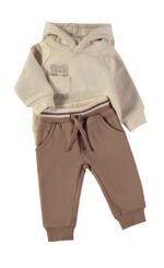 Camisola coala Babybol com calças jogger cordão às riscas