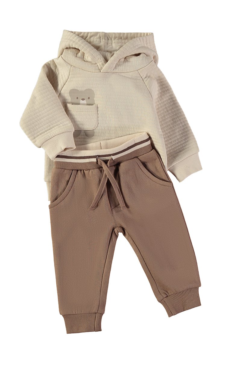 Camisola coala Babybol com calças jogger cordão às riscas