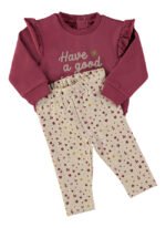 Camisola Have a good day Babybol com calças floral bege
