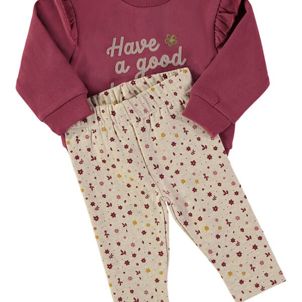 Camisola Have a good day Babybol com calças floral bege