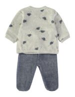 Costas do conjunto Babybol tartarugas com calças azul-marinho