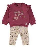 Conjunto Have a Good Day Babybol com calças florais bege