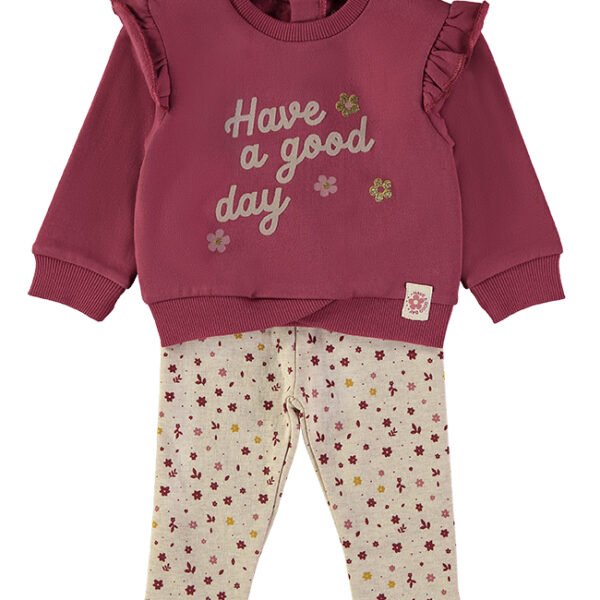 Conjunto Have a Good Day Babybol com calças florais bege