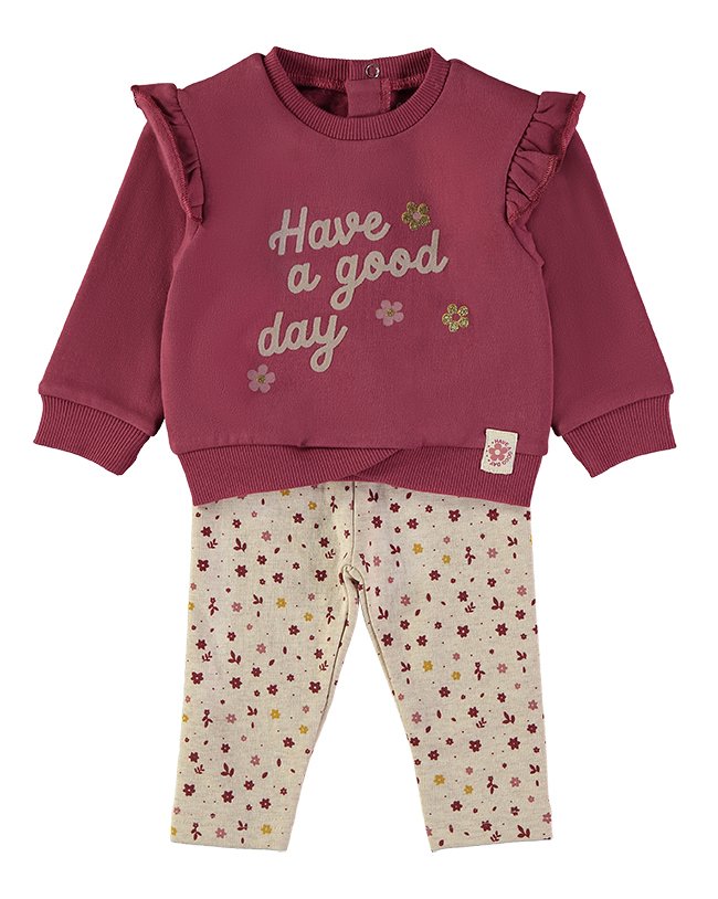 Conjunto Have a Good Day Babybol com calças florais bege